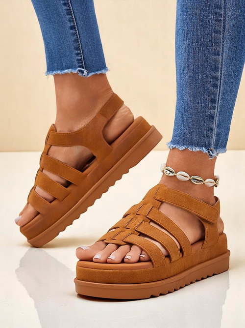 Жіночі сандалі Callista Camel на платформі Royalfashion екологічна шкіра