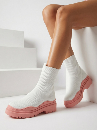 Біло-рожеві жіночі чоботи Seritis