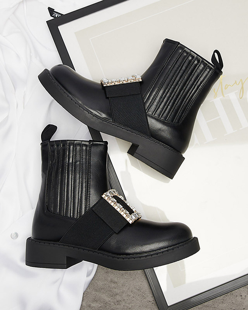 Чорні жіночі ботильйони з орнаментом Zenata - Взуття