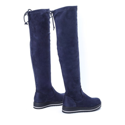 Granatowe kozaki na platformie Emily - Obuwie