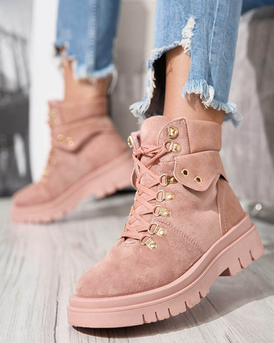 Růžové dámské boty zateplené trappery Boserra - Obuv