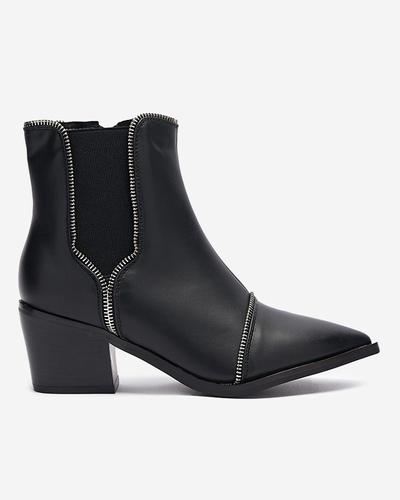 Černé dámské kozačky na sloupku Gallist - Obuv