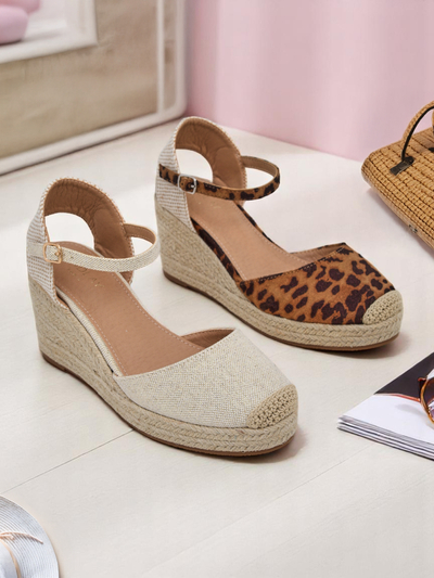 Aurelia Leopard Klínové boty Royalfashion dámské eko kůže camel