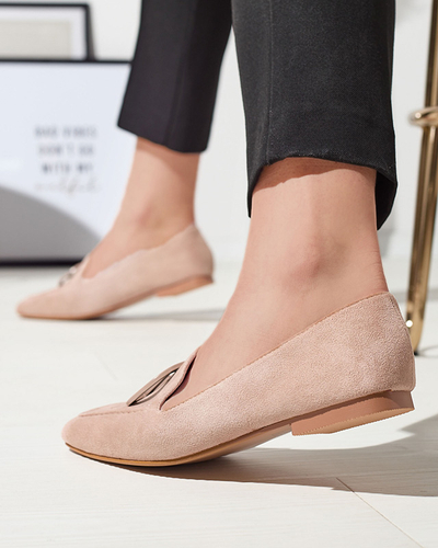 Světle hnědé dámské mokasíny s ornamentem v odpovídající barvě Jeterika - Obuv