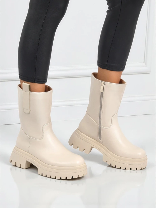 Вищі ботильйони жіночі еко шкіряні Scarlet Mist