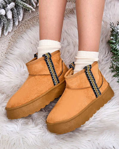 Royalfashion Dámské krátké kozačky a'la snow boots s ornamentem Erititta