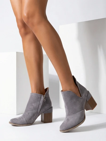 Dámské Kotníkové Boty Luna Holubí Šedé Kožené Elegantní na Podzim