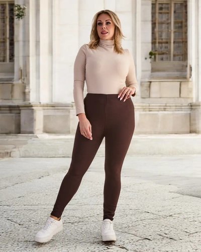 Royalfashion Dámské zateplené tregínové kalhoty PLUS SIZE