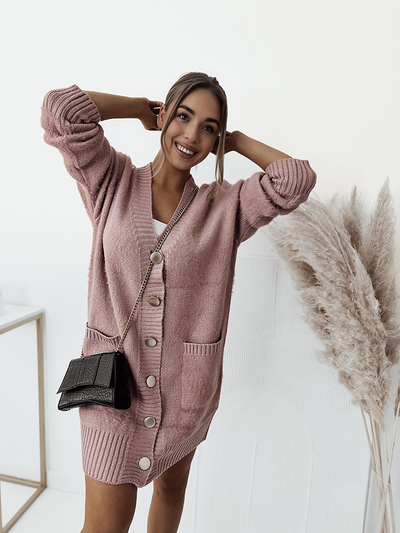 Royalfashion Růžový dámský svetr s přehozem