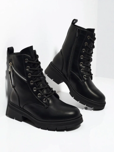 Dámské Kotníkové Boty Venus Černé Kožené Elegantní na Podzim