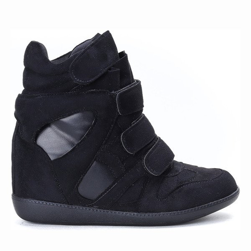 Czarne sneakersy na koturnie Barbra - Obuwie