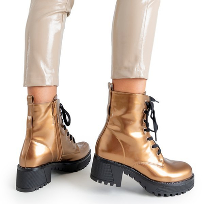 Dámská zlatá lakována Minna Workers - Footwear