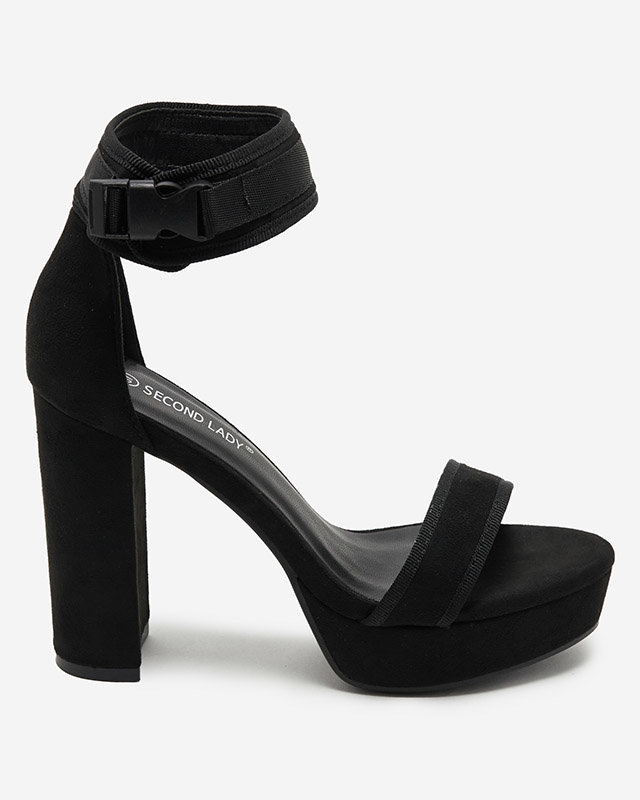 Dámské sandály na vysokém sloupku, eko semiš Momli - Boty