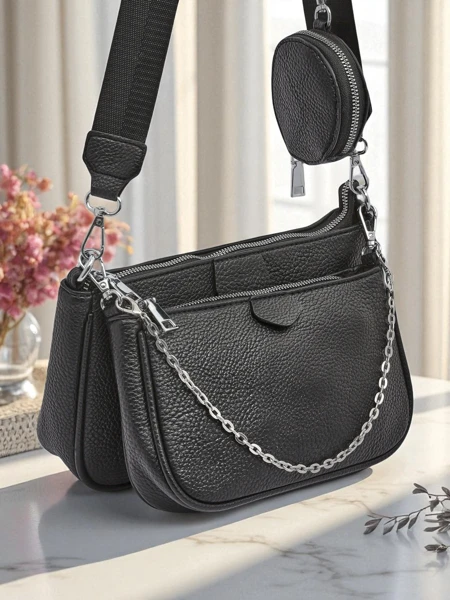 Dámská multifunkční kabelka Scylla v černé barvě z ekologické kůže