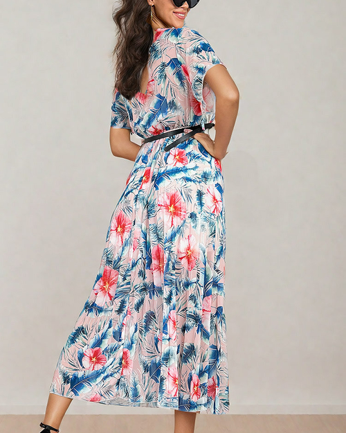 Royalfashion Жіноча плісирована квіткова сукня міді