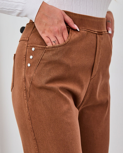 Royalfashion Коричневі жіночі лосини PLUS SIZE