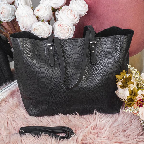 Чорний плечовий мішок з тваринним мотивом - Сумки 1