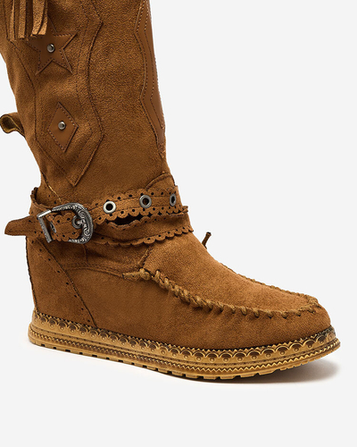 Royalfashion Коричневі жіночі черевики з прихованим анкером Figgers