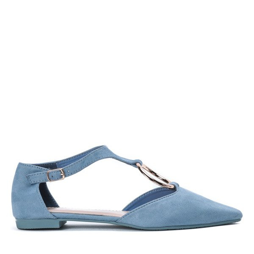 Сині балетки взуття з золотим прикрасою Laurita - Взуття