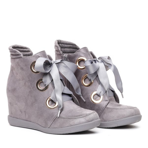 Szare sneakersy wiązane wstążką Andi- Obuwie