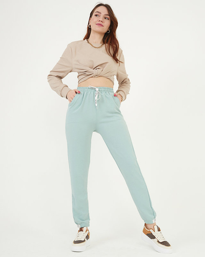 Dámské zelené látkové kalhoty - Oblečení