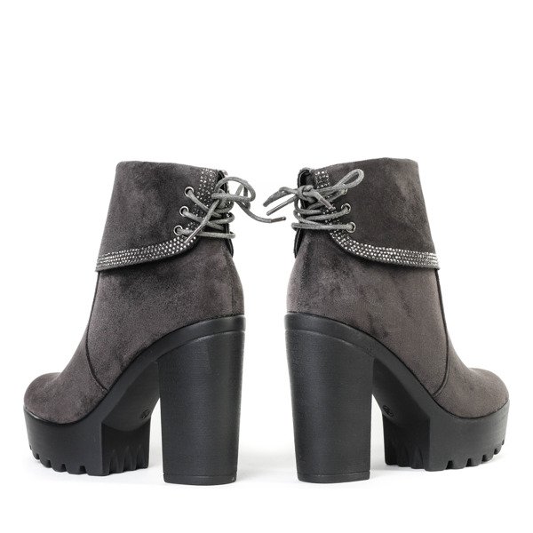 Szare botki na wysokim słupku Rashel - Obuwie