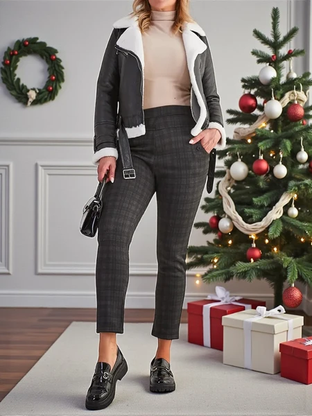 Royalfashion Zateplené dámské tegínové kalhoty PLUS SIZE