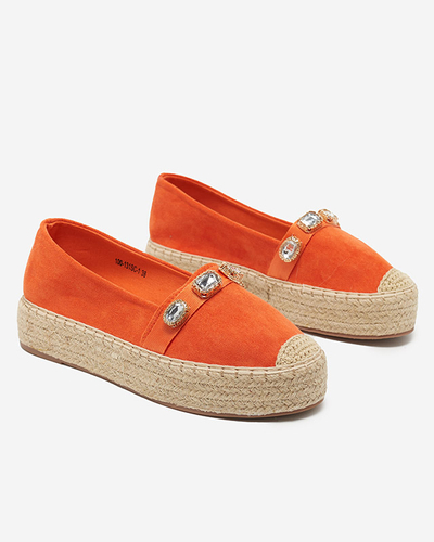 Oranžové dámské espadrilky s krystaly Fenenna - Boty