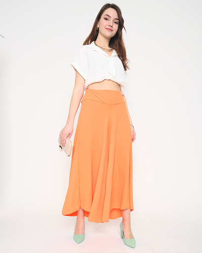 Помаранчеві жіночі штани палаццо довжиною в 7/8