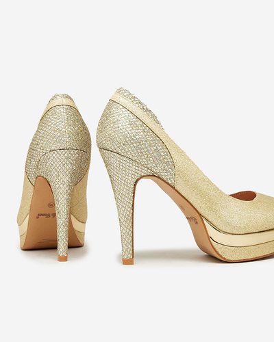 Royalfashion Dámské zlaté třpytivé lodičky Salysso