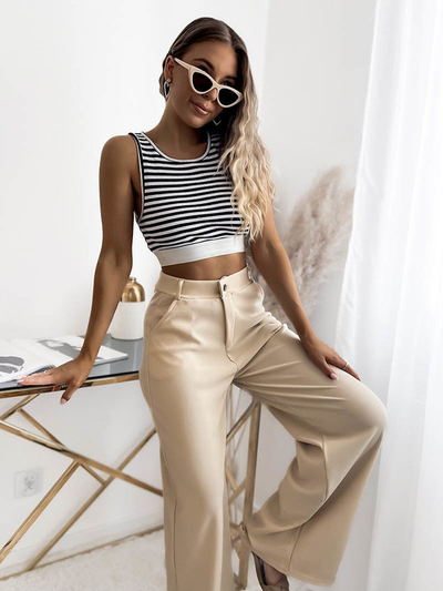 Широкі жіночі штани бежевого кольору - Одяг