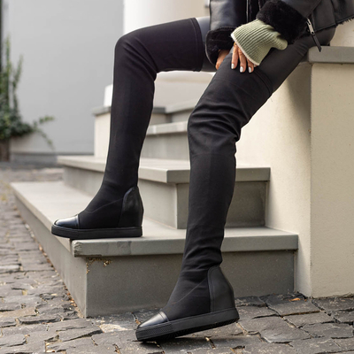 Dámské černé kozačky nad kolena Sada-Boty