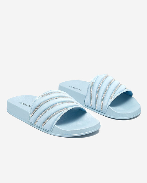 Сині жіночі тапочки з фіанітом Mytaris - Взуття