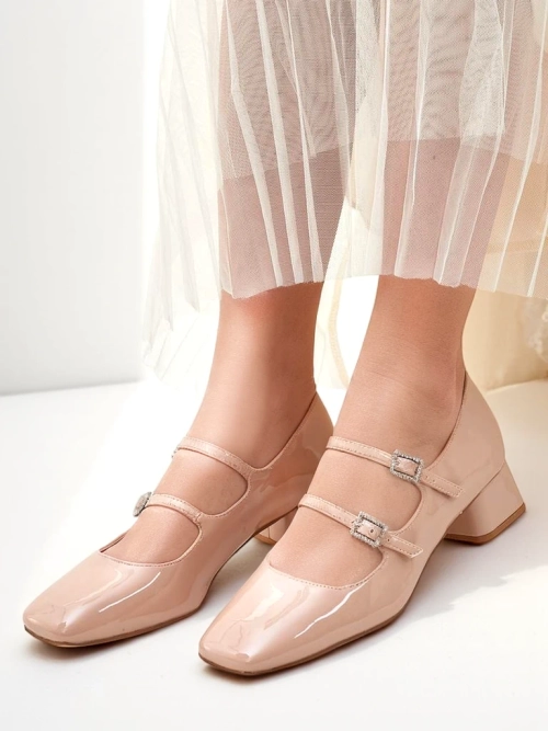 Королівська мода Туфлі із лакованої шкіри на блоковому каблуці зіStrap Vible