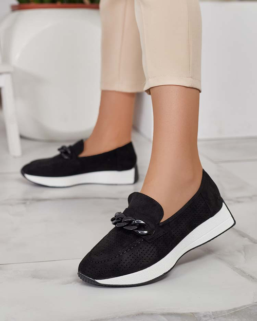 Royalfashion Ажурні жіночі мокасини з ланцюжком Isolla