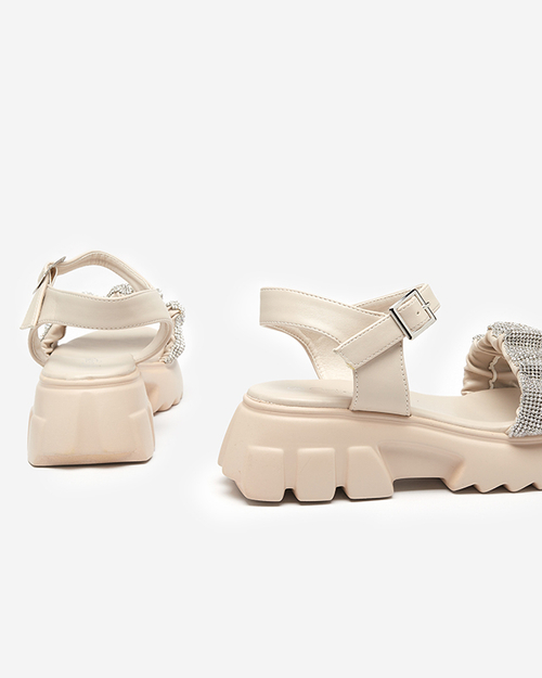 Світло-сірі жіночі босоніжки з цирконами Pokio