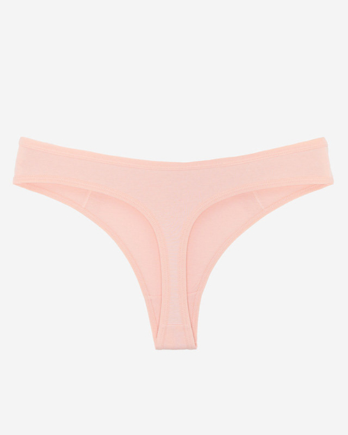 Жіночі пудрові бавовняні трусики стринги з мереживом - Нижня білизна