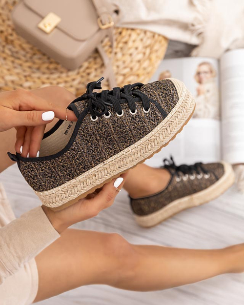 Чорні жіночі еспадрильї на низькій платформі Kioto