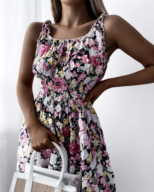 Квітково-рожева жіноча сукня до коліна Одяг