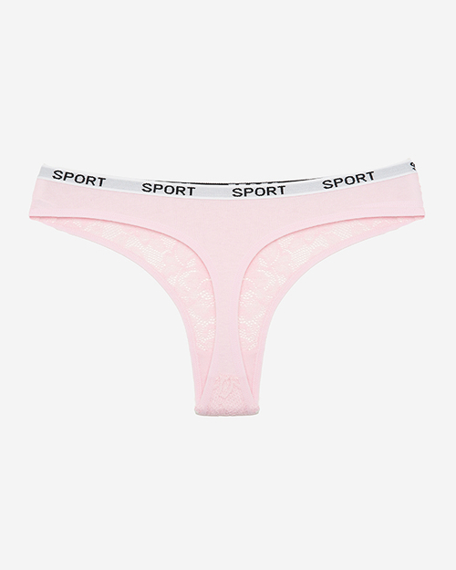 Рожеві жіночі мереживні трусики з написами