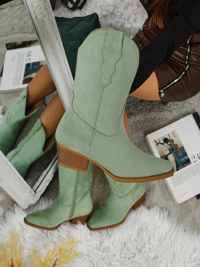 Dámské kovbojské boty eko semišové SpireHush