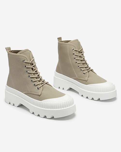 Світло-коричневі жіночі високі спортивні кросівки а-ля кеди Serewa - Взуття