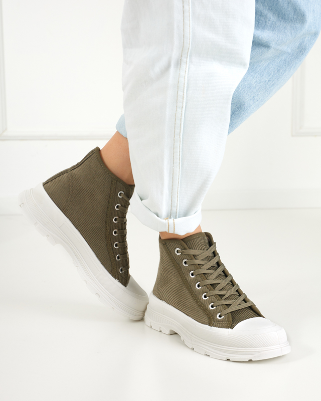 Zelené dámské vysoké žebrované tenisky Somali - Obuv