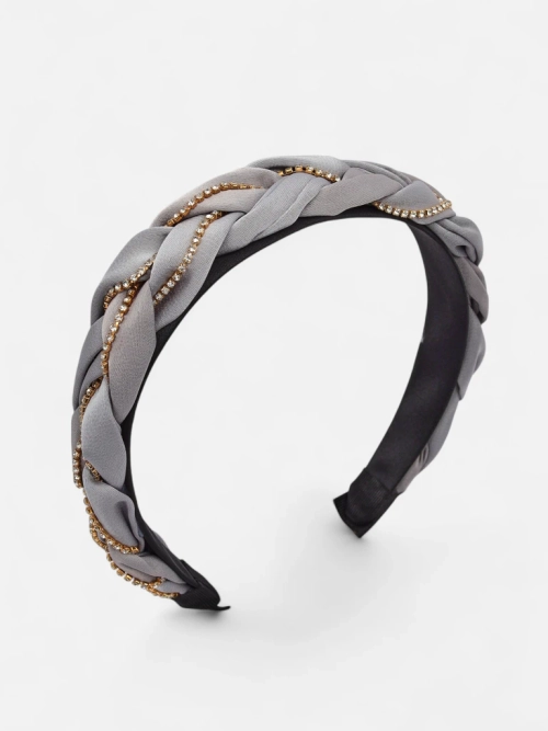 Royalfashion Пов'язка на волосся з плетінням у косу, оздоблена цирконами