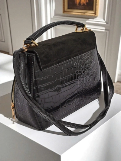 Černá dámská kabelka Vespera Classico eko kůže semišová a patentová