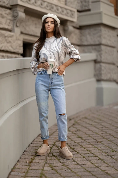 Royalfashion Tenký dámský svetr s potiskem