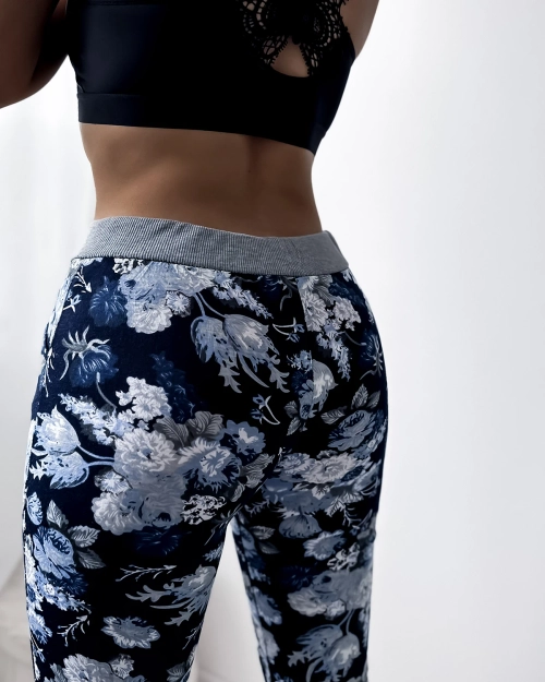 Сині жіночі легінси 3/4 довжини з візерунком PLUS SIZE