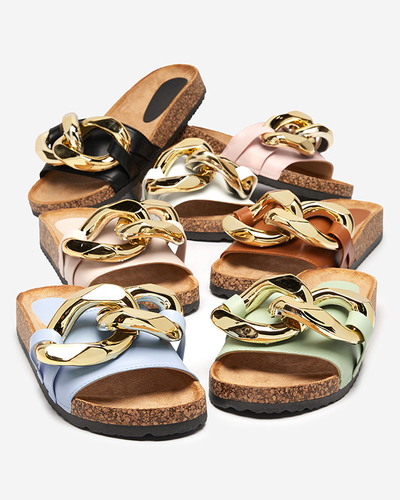 Dámské hnědé pantofle se zdobením Fixci- Footwear