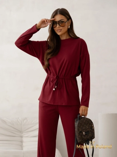 Royalfashion Dámská bavlněná souprava á la svetrový žebrovaný