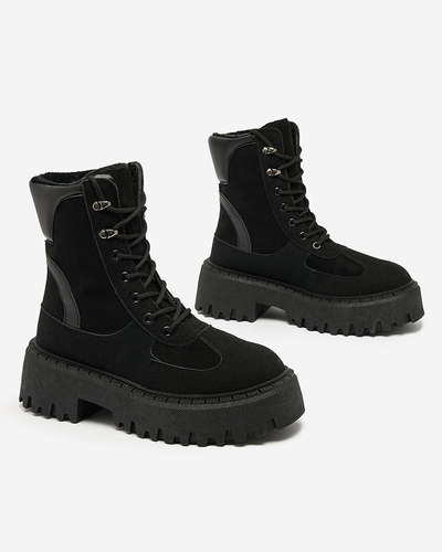 Royalfashion Чорні жіночі черевики Macnev на шнурівці